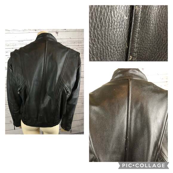 Hot Leathers thinsulate lined black motorcycle jacket snap close neck size XL - Picture 13 of 14